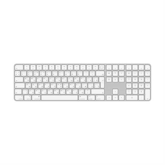 Клавиатура беспроводная Apple Magic Keyboard с Touch ID и цифровой панелью, серебристый+белый 4114 - фото 4559